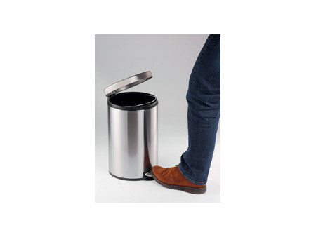 DURABLE Poubelle à pédale en acier inox., rond, 12 l, argent