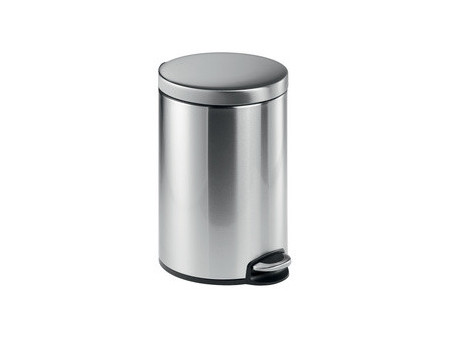 DURABLE Poubelle à pédale en acier inox., rond, 12 l, argent