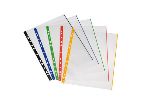 herlitz Pochette perforée, A4, transparent, bord coloré