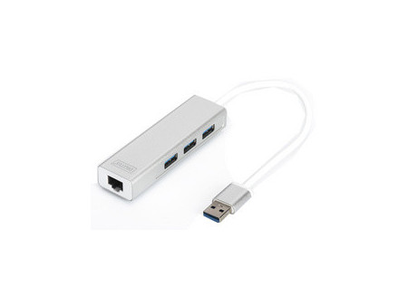 DIGITUS Hub USB 3.0 & adaptateur LAN Gigabit, 3 ports