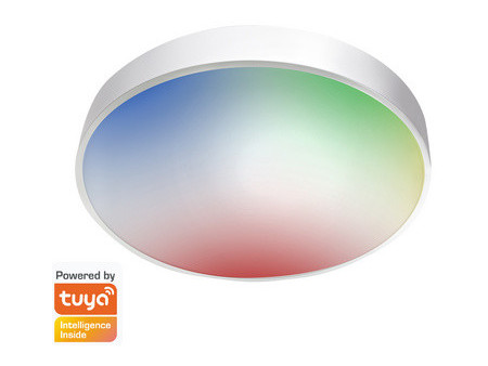 LogiLink Plafonnier LED WiFi Smart, compatible Tuya, blanc