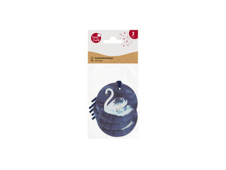 SUSY CARD Etiquette cadeau rond 'Swan lake dark blue'