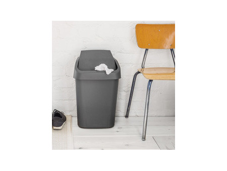 orthex Poubelle à couvercle basculant, 50 litres, gris foncé