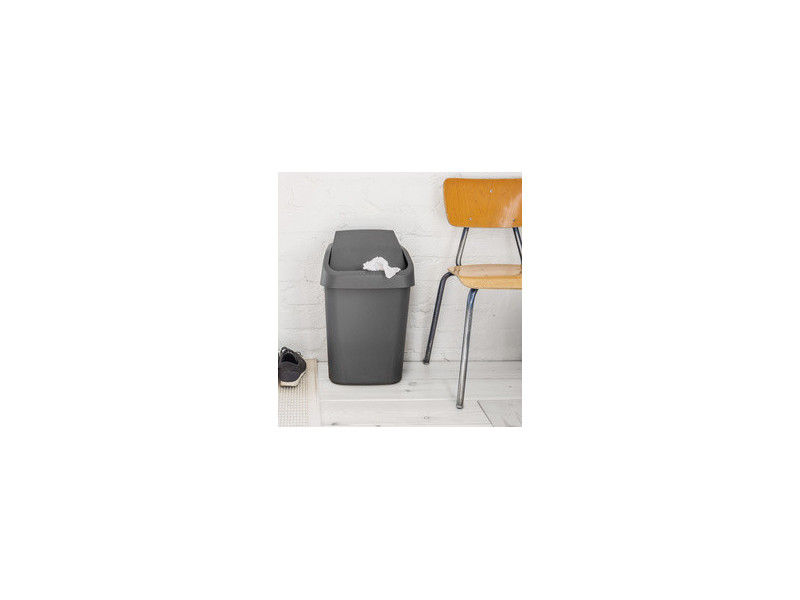 orthex Poubelle à couvercle basculant, 50 litres, gris foncé