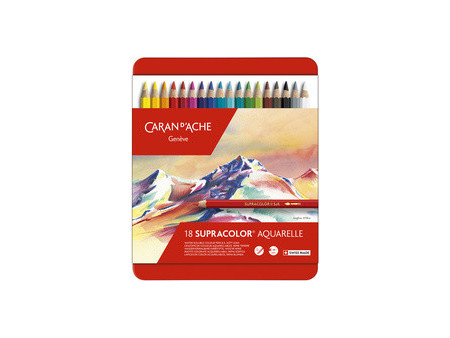 CARAN D'ACHE Crayons de couleur SUPRACOLOR, étui métal de 18