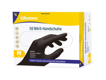 Lifemed Gant en nitrile, noir, sans poudre, taille M