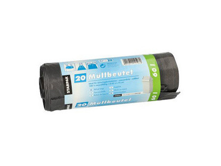 STARPAK Sac poubelle LDPE, à liens coulissants, 60 litres