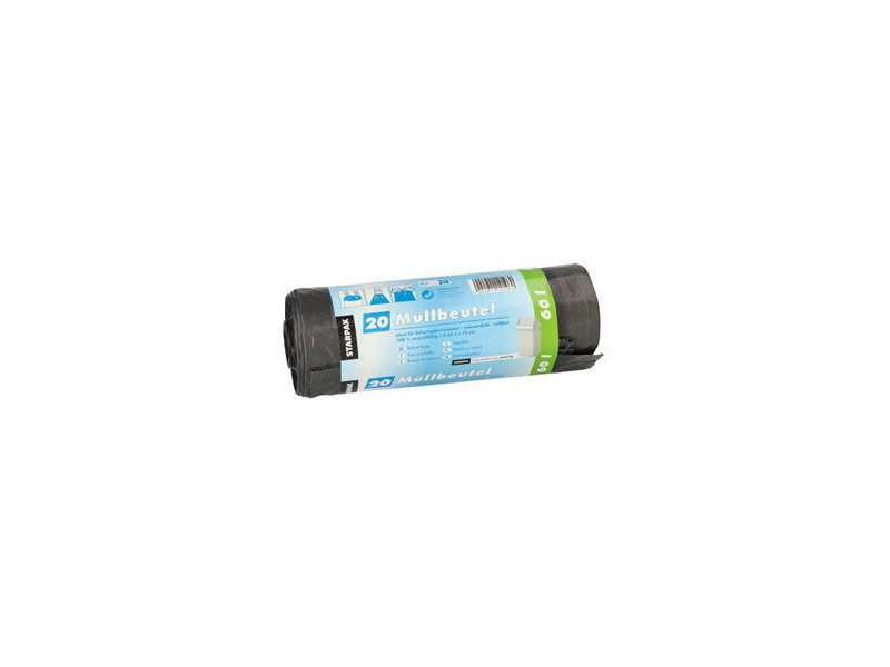 STARPAK Sac poubelle LDPE, à liens coulissants, 60 litres