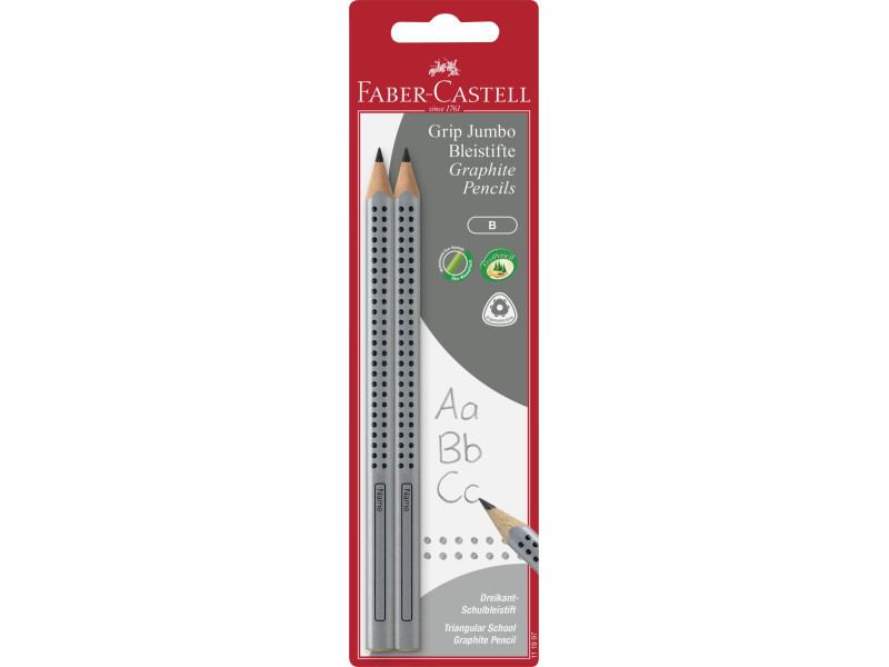 FABER-CASTELL Crayon graphite Jumbo GRIP, blister de 2
