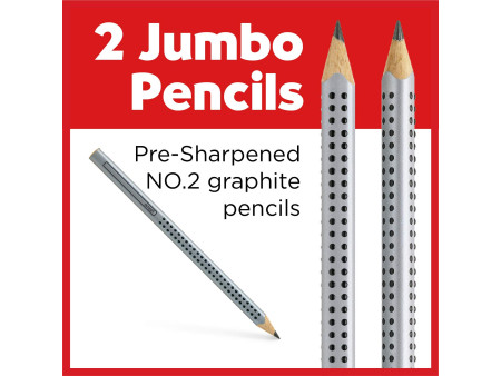 FABER-CASTELL Crayon graphite Jumbo GRIP, blister de 2