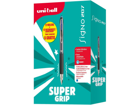 uni-ball Stylo roller encre gel SIGNO 207E, VALUE PACK, bleu