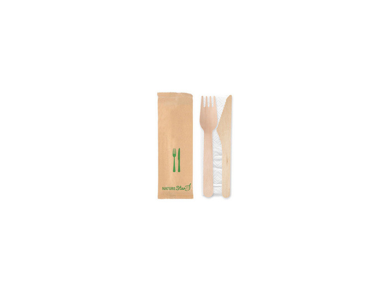 NATURE Star Set de couverts 'Double', en bouleau, 3 pièces