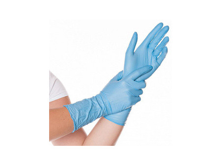 HYGOSTAR Gant nitrile SAFE LONG, L, sans poudre, bleu
