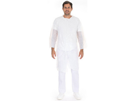 HYGOSTAR Blouse visiteur avec boutons pression, blanc