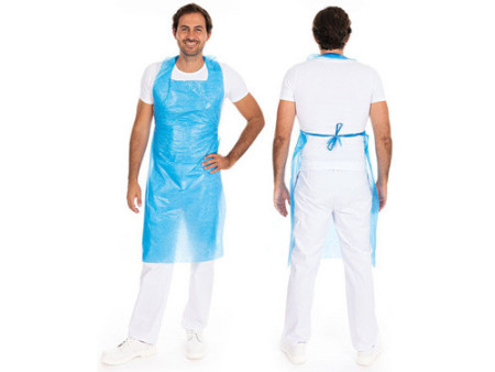 HYGONORM Tablier LDPE usage unique, bouchardé, bleu