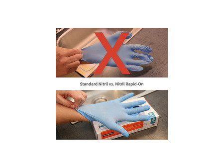 HYGOSTAR Gant en nitrile Rapid-On, L, non poudré, bleu