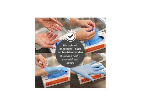 HYGOSTAR Gant en nitrile Rapid-On, XL, non poudré, bleu