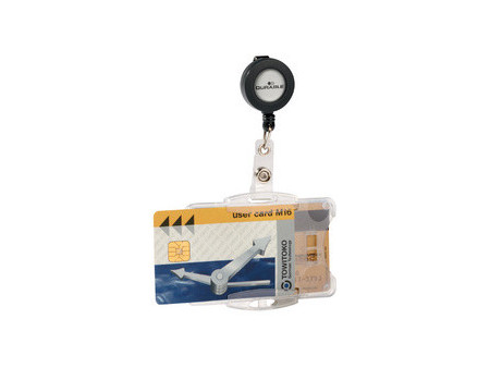 DURABLE Porte-carte double étui avec enrouleur, transparent