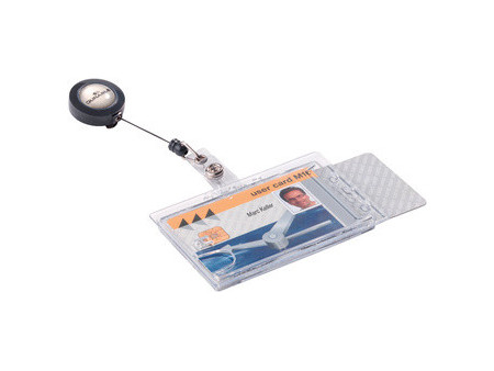 DURABLE Porte-badge double avec enrouleur, transparent