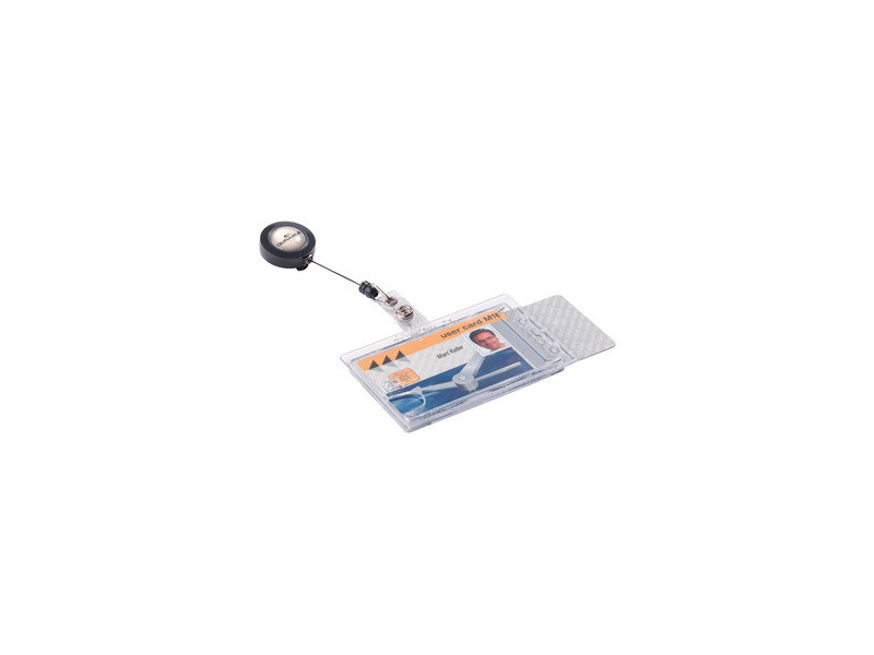 DURABLE Porte-badge double avec enrouleur, transparent