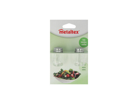 metaltex Salière et poivrière, verre/inox, set de 2