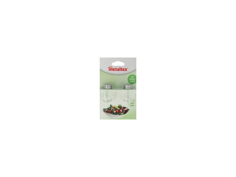 metaltex Salière et poivrière, verre/inox, set de 2