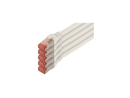 DIGITUS Câble patch Cat. 6, S/FTP, 10,0 m, set de 5, gris