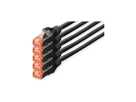 DIGITUS Câble patch Cat. 6, S/FTP, 10,0 m, set de 5, blanc