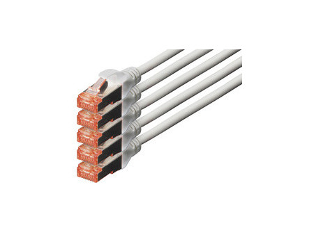 DIGITUS Câble patch Cat. 6, S/FTP, 15,0 m, set de 5, gris