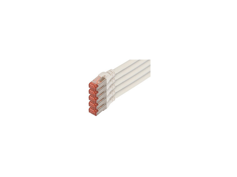 DIGITUS Câble patch Cat. 6, S/FTP, 20,0 m, set de 5, gris