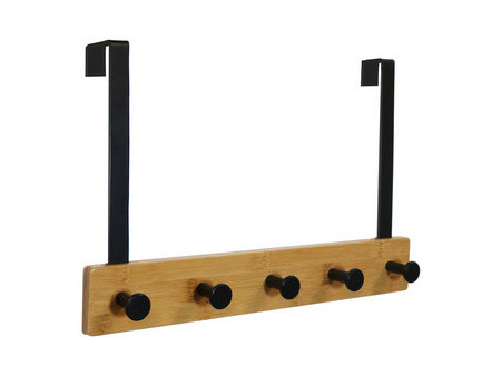 UNiLUX Patère de porte KARAKO, 5 crochets, noir / bambou