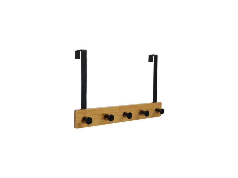 UNiLUX Patère de porte KARAKO, 5 crochets, noir / bambou