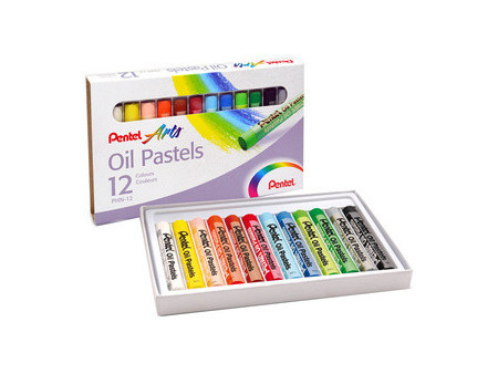 PentelArts Pastels à huile PHN4, étui en plastique de 12