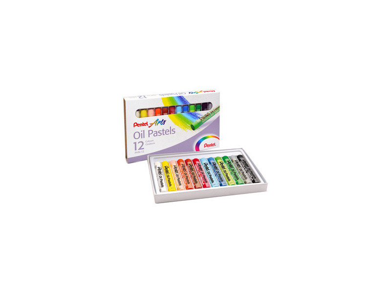 PentelArts Pastels à huile PHN4, étui en plastique de 12