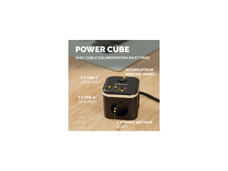 Fellowes Cube multiprise Power Cube, type E, noir