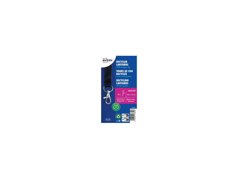 AVERY Tour de cou, en rPET, 440 x 15 mm, blanc