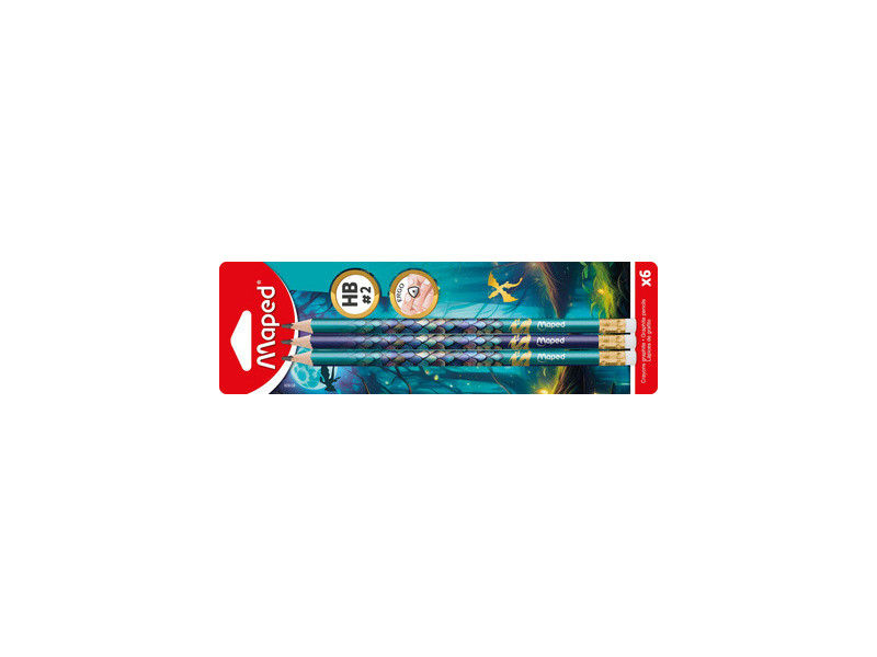 Maped Crayon de papier DRAGON, avec gomme, HB, blister de 6