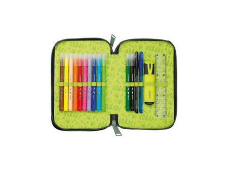 Maped Étui scolaire double Dinosaure, polyester, garni, vert