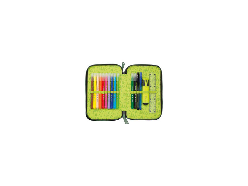 Maped Étui scolaire double Dinosaure, polyester, garni, vert