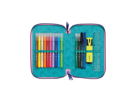 Maped Étui scolaire double Dinosaure, polyester, garni, vert
