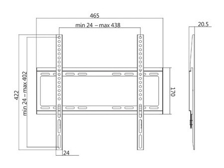 LogiLink Support mural pour TV, plat, pour 81,28 à 139