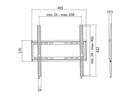 LogiLink Support mural pour TV, plat, pour 81,28 à 139