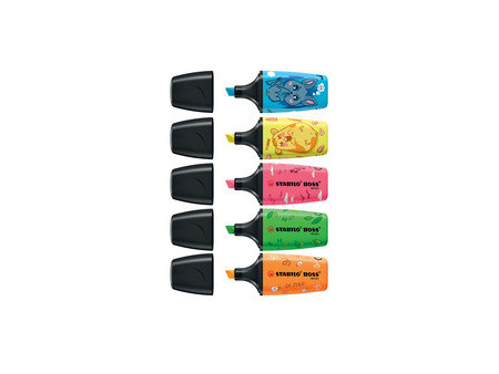 STABILO Surligneur BOSS MINI Animal Vibes, étui carton de 5