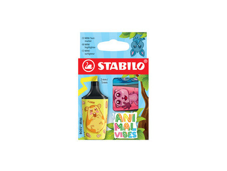 STABILO Surligneur BOSS MINI Animal Vibes, étui carton de 5