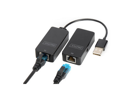 DIGITUS Kit extenseur USB 2.0, adapté pour PoE, noir