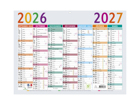 EXACOMPTA Calendrier Multicolore, 2026/2027, 295 x 220 mm