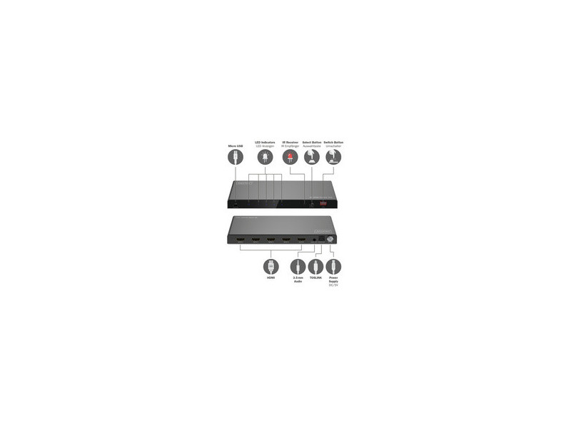 DIGITUS Commutateur HDMI 8K, 4x1, noir