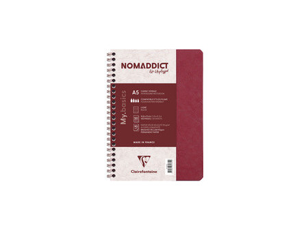 Clairefontaine Carnet à spirale NOMADDICT, A5, rouge