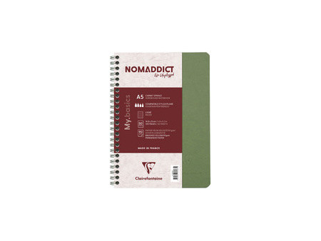 Clairefontaine Carnet à spirale NOMADDICT, A5, vert