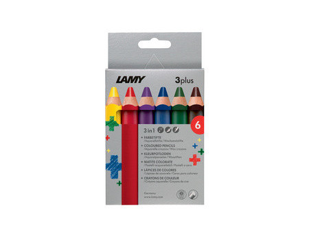 LAMY Crayon de couleur 3-en-1 3plus, étui carton de 6
